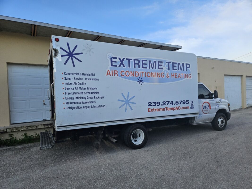 Extreme Temp Air Conditioning & Heating box truck listing HVAC services