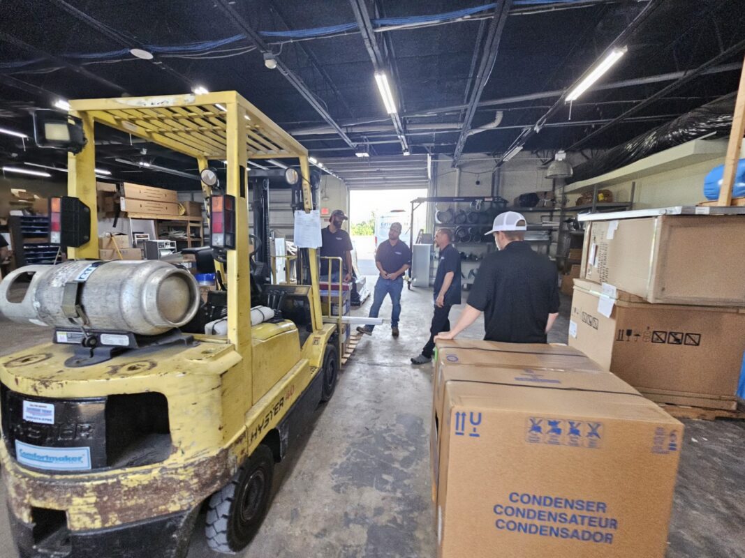 HVAC equipment in the Extreme Temp Air Conditioning & Heating warehouse in Fort Myers