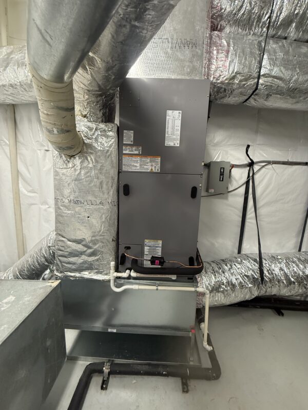 Air handler and ductwork installed by Extreme Temp for a new office in the upstairs fire prevention room at a San Carlos Park, FL fire station