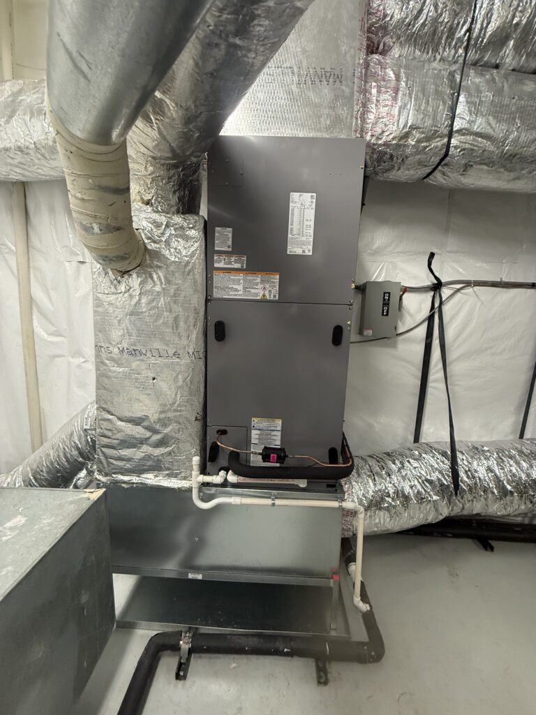 Air handler and ductwork installed by Extreme Temp for a new office in the upstairs fire prevention room at a San Carlos Park, FL fire station
